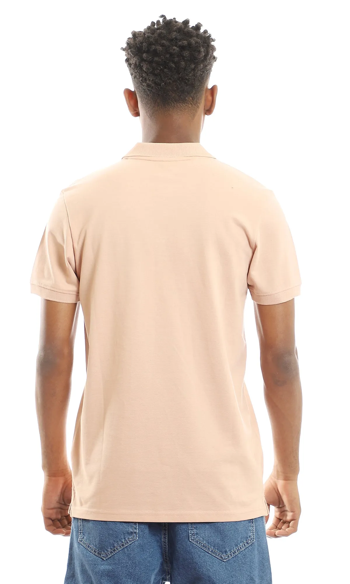 97898 Cotton Upper Buttoned Pique Polo Shirt - Nude
