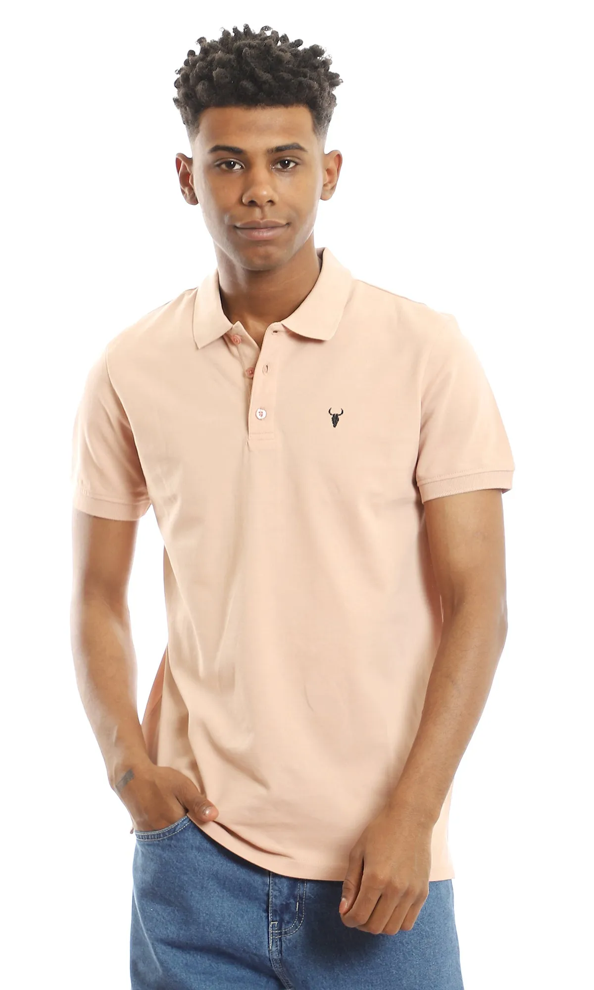 97898 Cotton Upper Buttoned Pique Polo Shirt - Nude