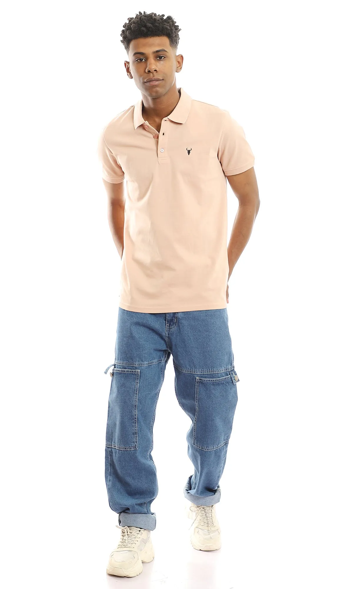 97898 Cotton Upper Buttoned Pique Polo Shirt - Nude