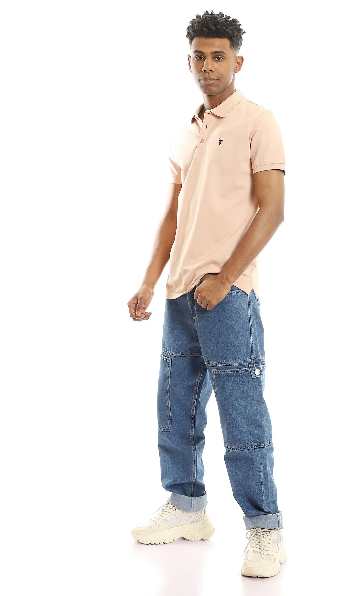 97898 Cotton Upper Buttoned Pique Polo Shirt - Nude