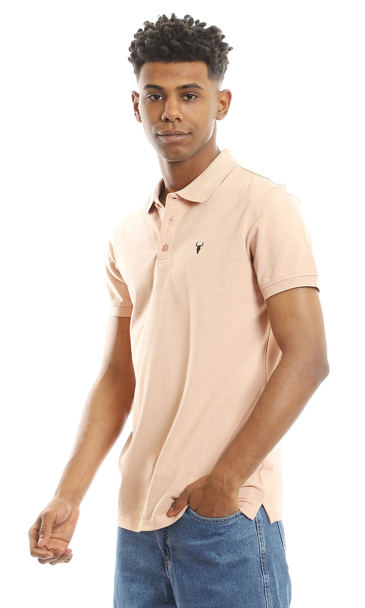 97898 Cotton Upper Buttoned Pique Polo Shirt - Nude