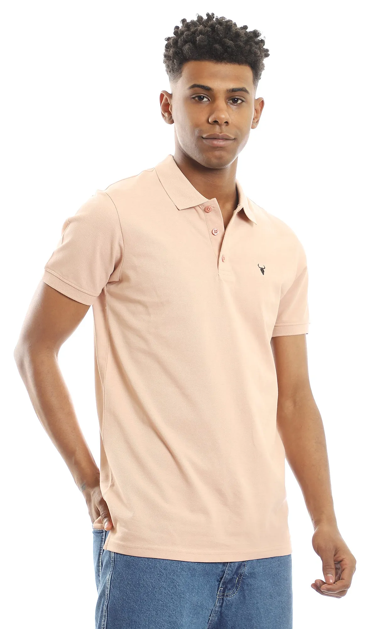 97898 Cotton Upper Buttoned Pique Polo Shirt - Nude