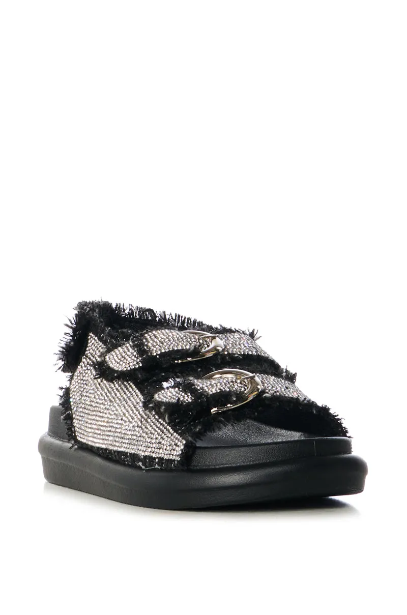 AZALEA WANG BASIA BLACK SILVER RHINESTONE SANDAL