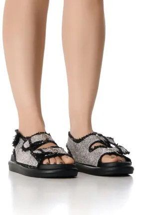 AZALEA WANG BASIA BLACK SILVER RHINESTONE SANDAL
