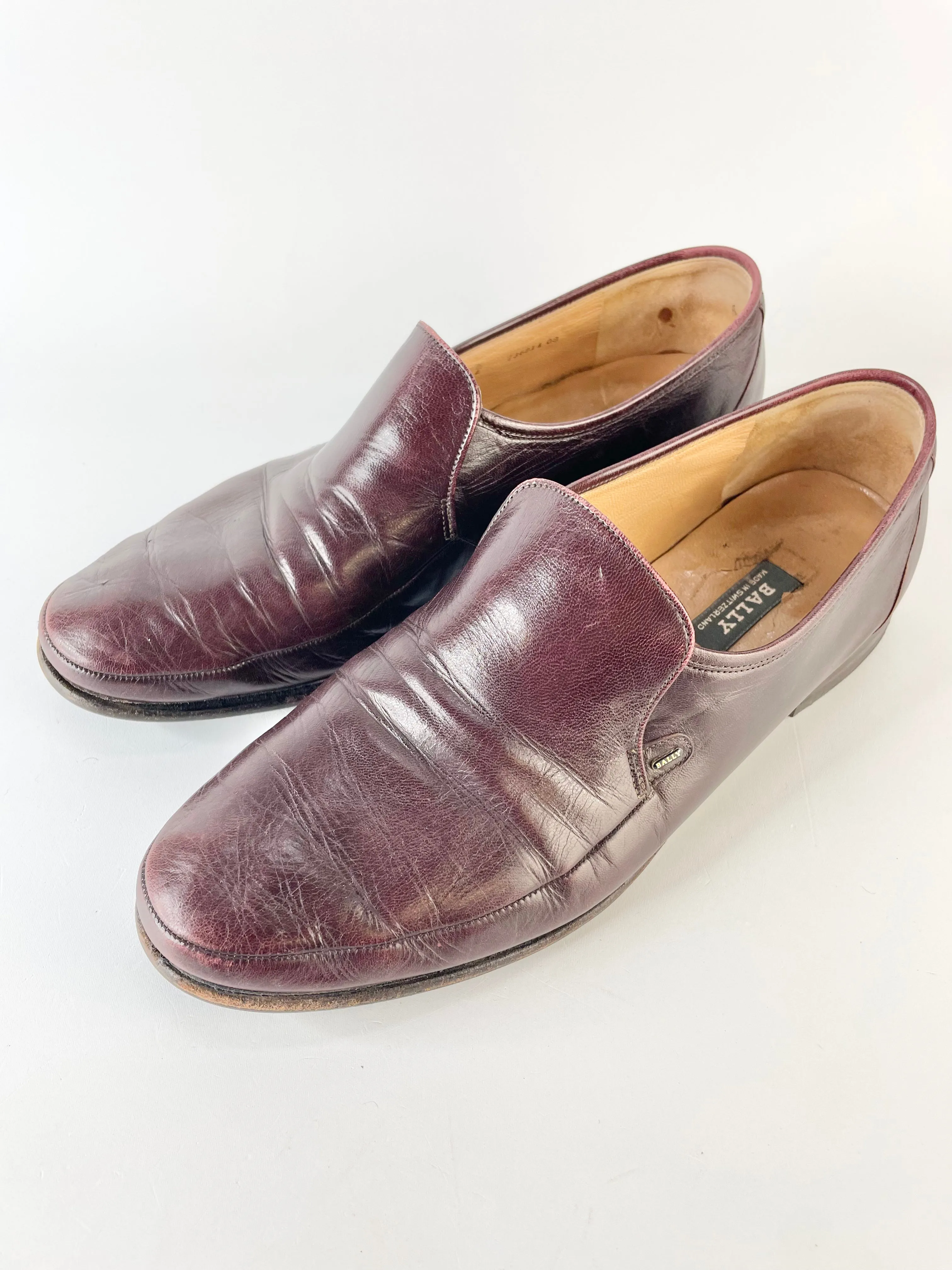 Bally Bordeaux Leather Loafers - EU43