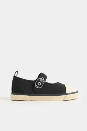 Canvas Buckle-Up Flats