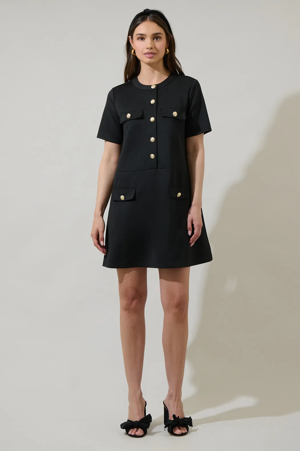 Miliana Button Shift Mini Dress