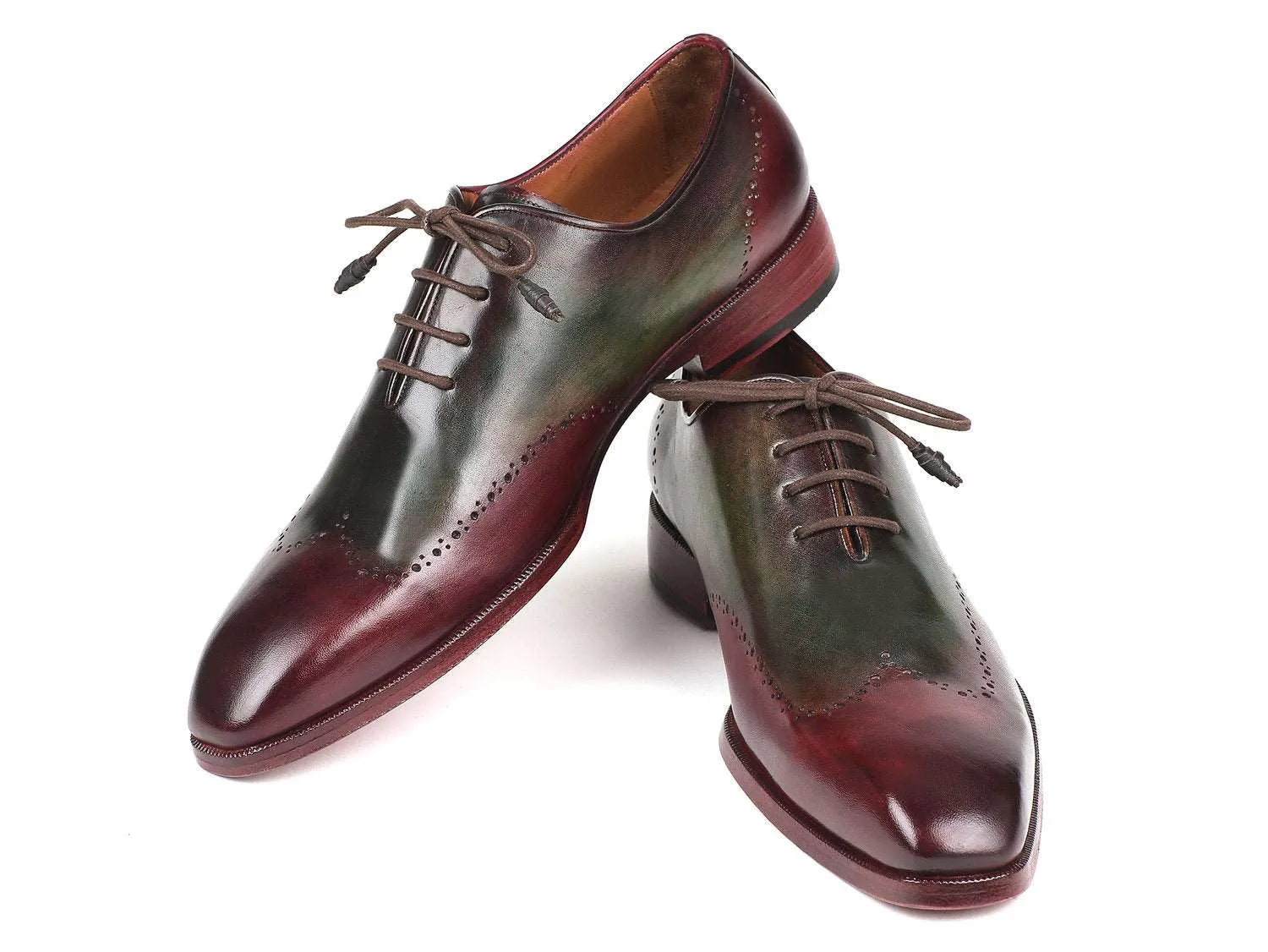Paul Parkman Handmade Wingtip Oxfords Bordeaux/Green