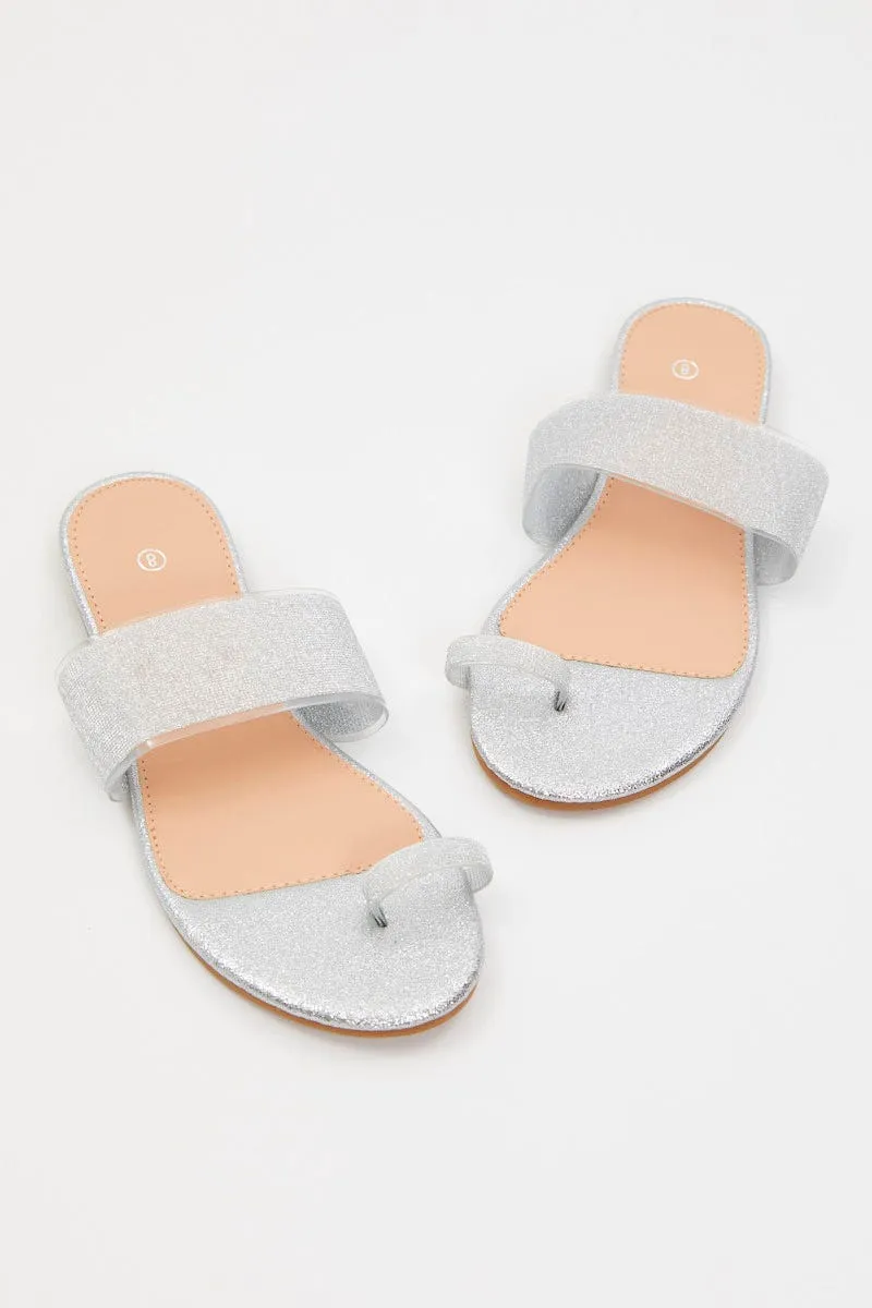 Silver Silver Flat Slides