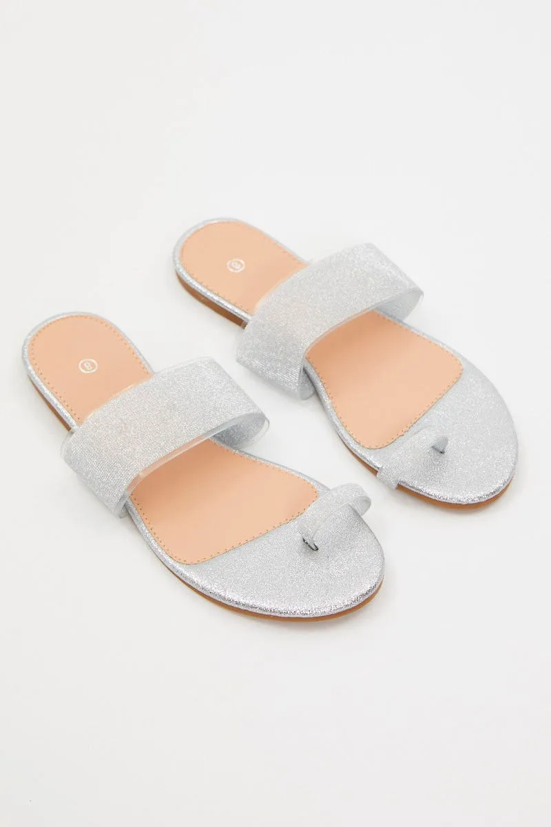 Silver Silver Flat Slides