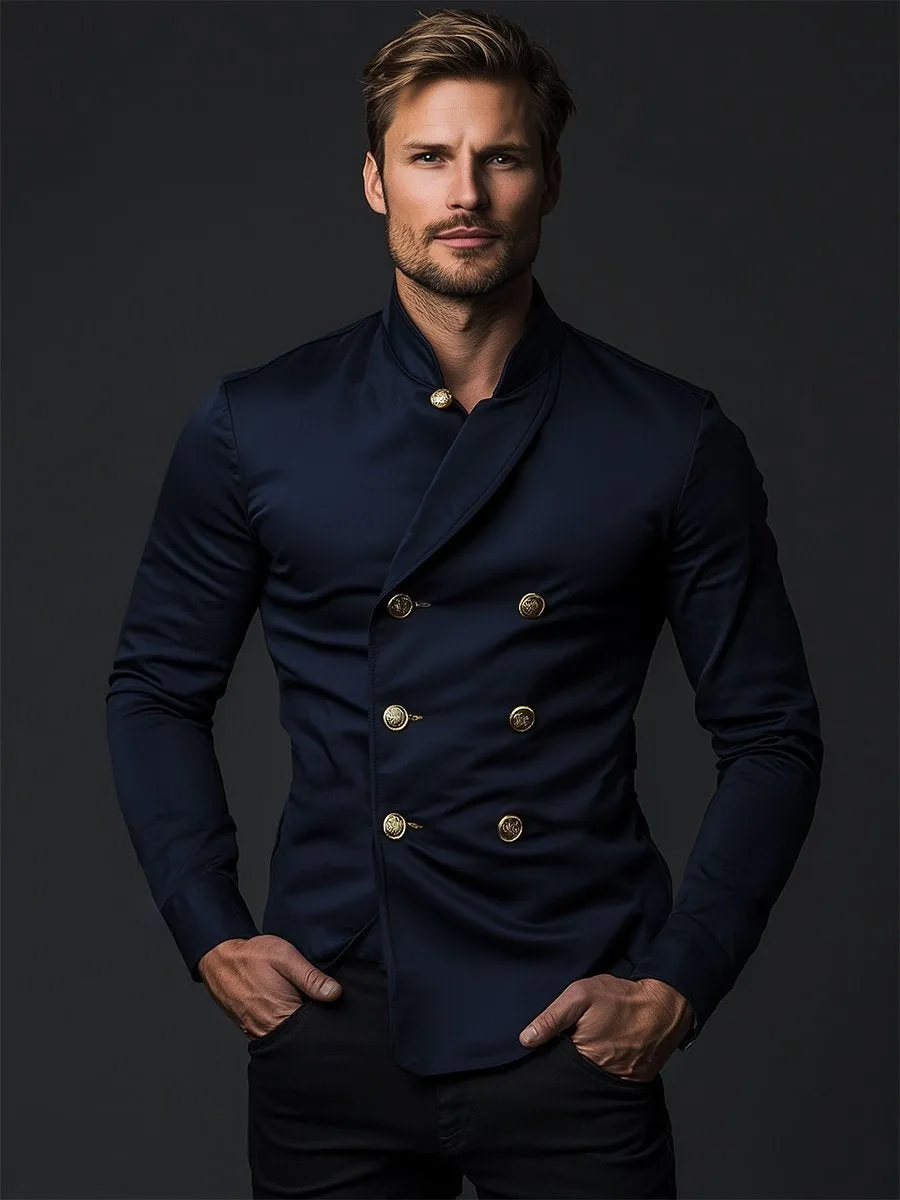 Vintage Long Sleeve Double Breasted Satin Shirt