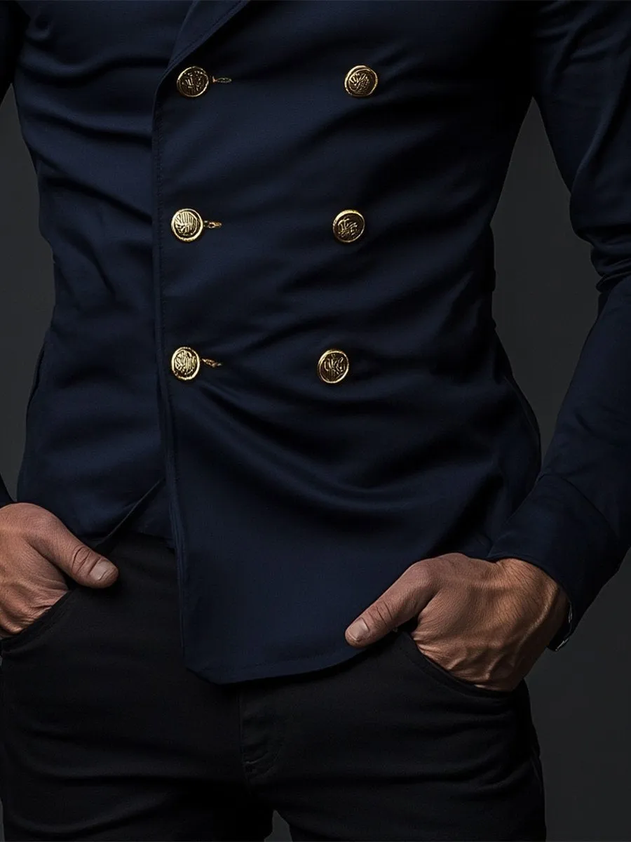 Vintage Long Sleeve Double Breasted Satin Shirt