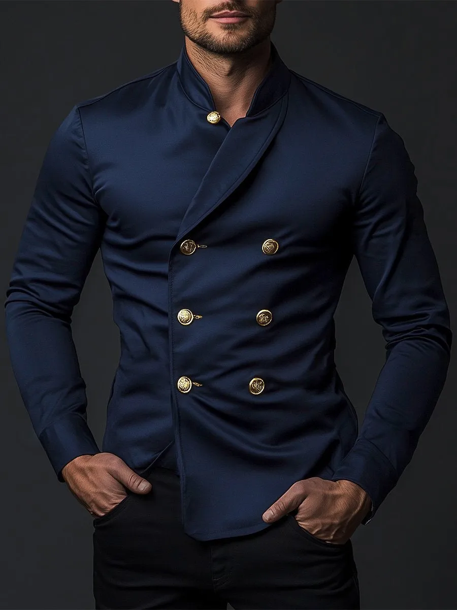 Vintage Long Sleeve Double Breasted Satin Shirt
