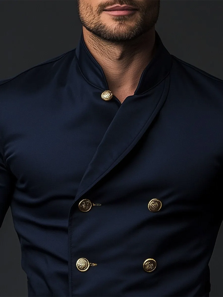 Vintage Long Sleeve Double Breasted Satin Shirt