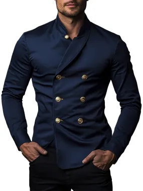 Vintage Long Sleeve Double Breasted Satin Shirt